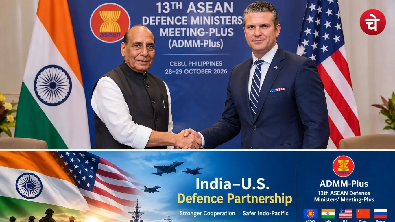 India Defence Minister Rajnath Singh and US Secretary of Defence Pete Hegseth during the ADMM-Plus meeting in the Philippines
